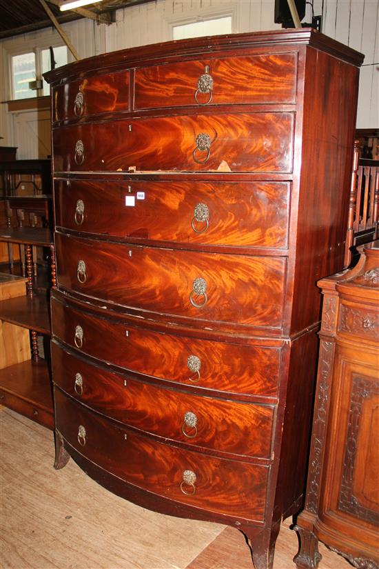 George III mahogany bow fronted tallboy